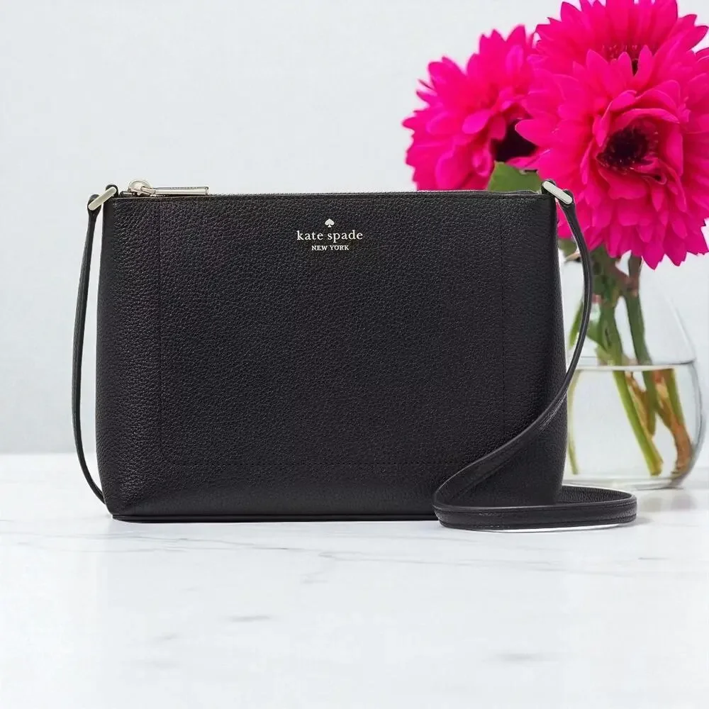 Kate Spade Leila Crossbody Purse in Black Pebbled Leather KG464
